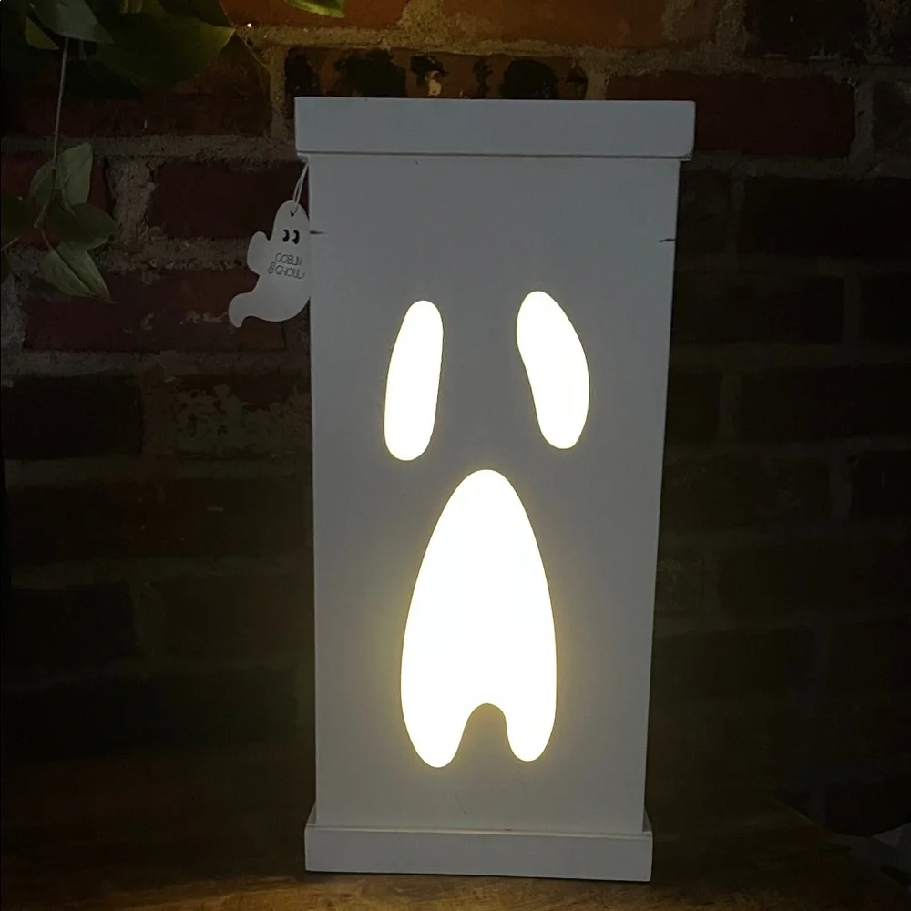 Goblin and ghoul Spooky White Lantern with Ghost Design